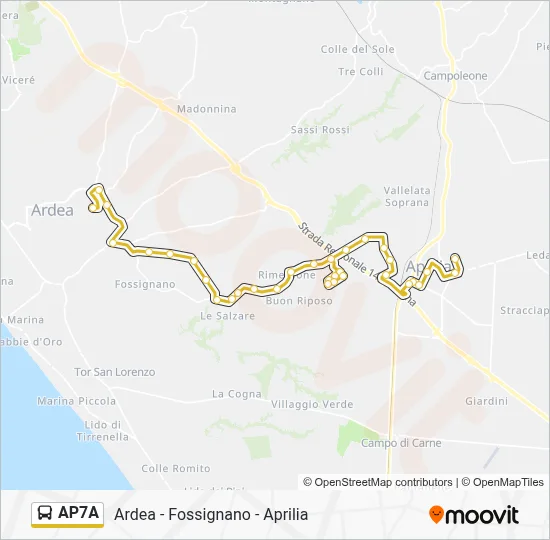 Percorso linea bus AP7A