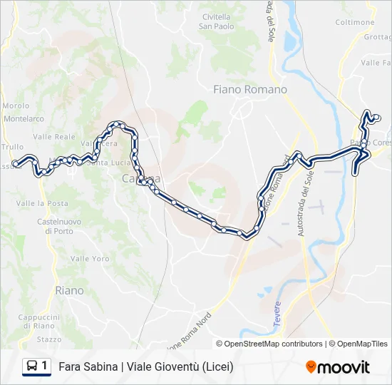Percorso linea bus 1
