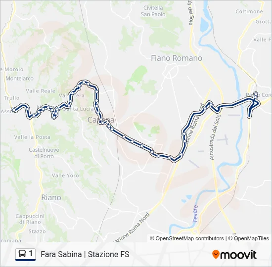 Percorso linea bus 1