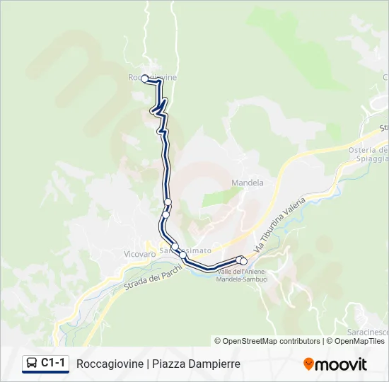 Percorso linea bus C1-1