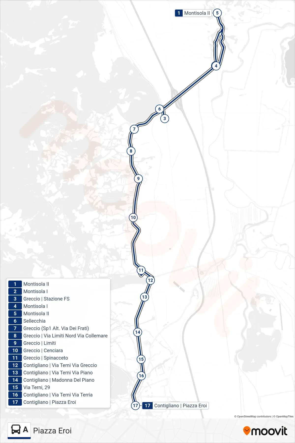 Linea A bus (Piazza Eroi) - Percorsi e fermate sulla mappa