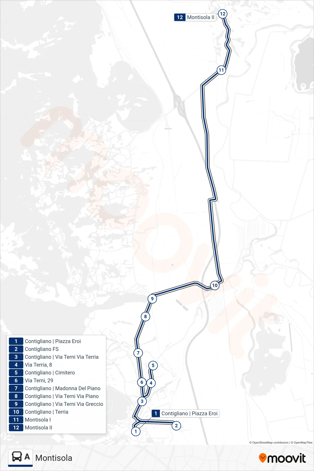 Linea A bus (Montisola) - Percorsi e fermate sulla mappa