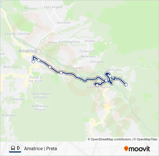 Percorso linea bus D