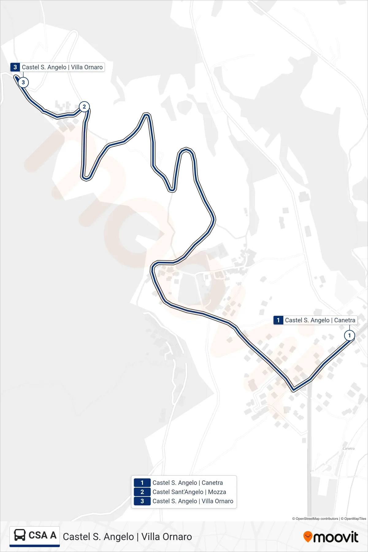 Linea CSA A bus (Castel S. Angelo | Villa Ornaro) - Percorsi e fermate sulla mappa