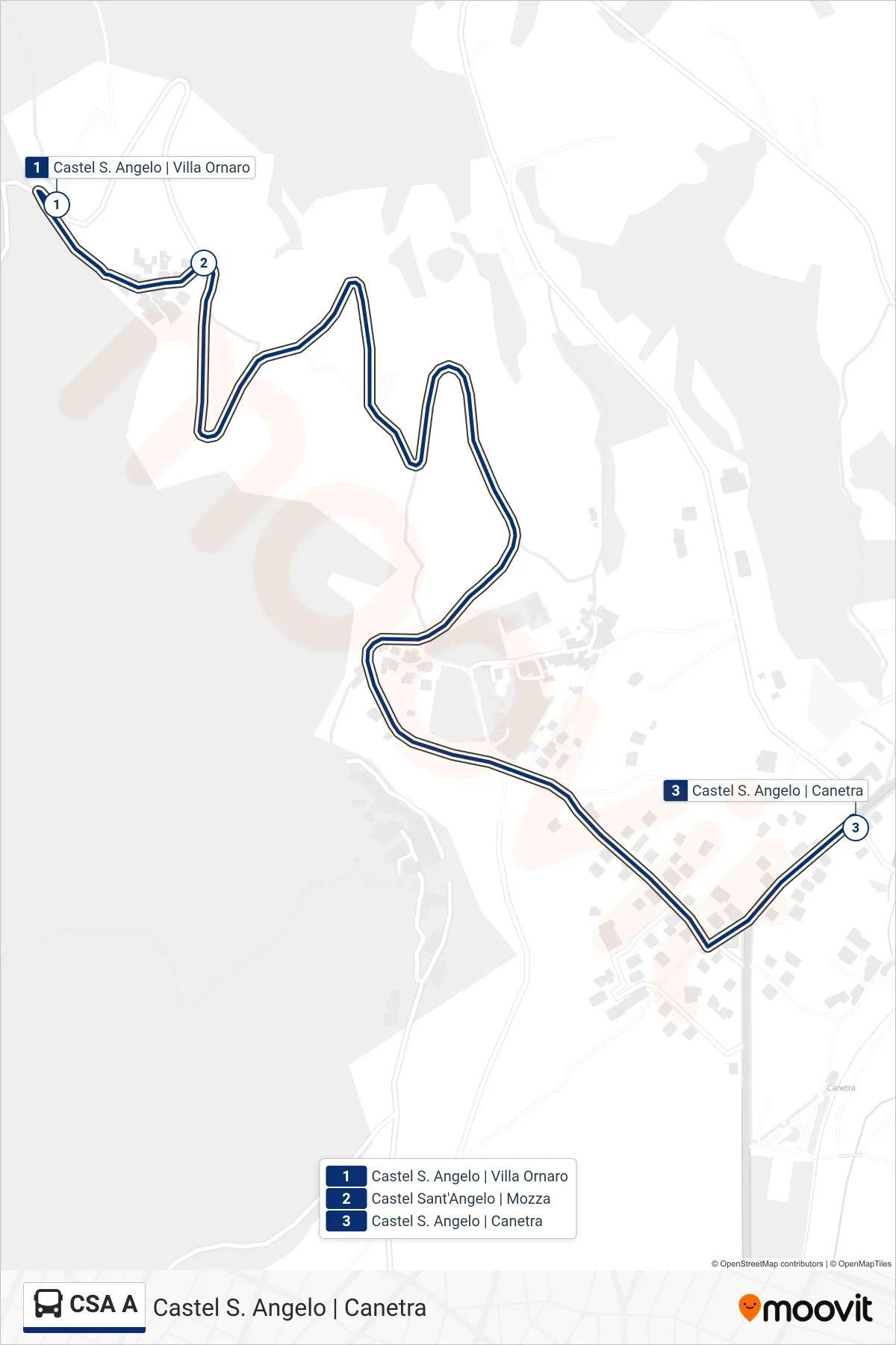 Linea CSA A bus (Castel S. Angelo | Canetra) - Percorsi e fermate sulla mappa