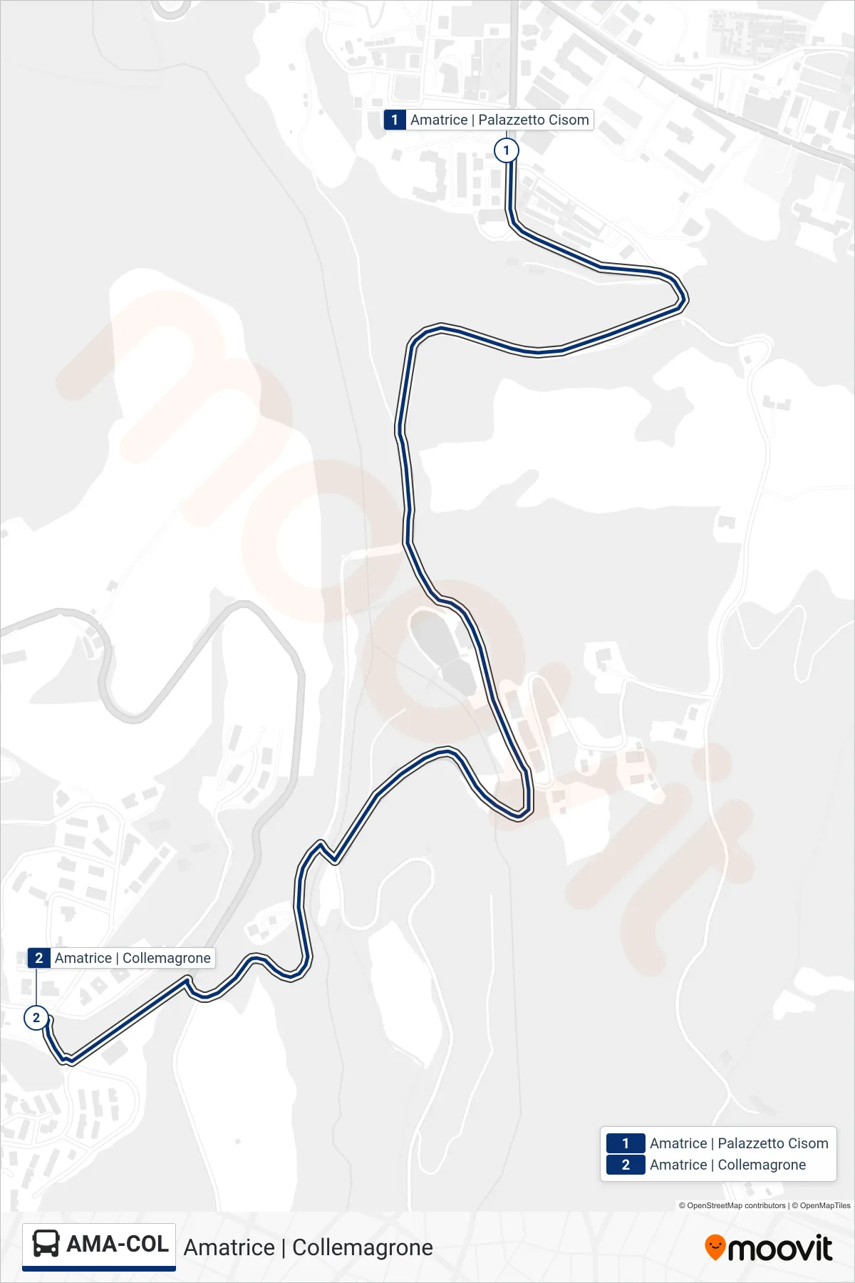 Linea AMA-COL bus (Amatrice | Collemagrone) - Percorsi e fermate sulla mappa