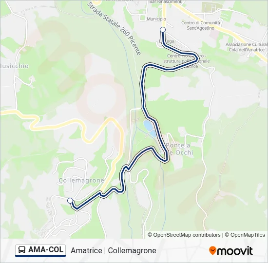 Percorso linea bus AMA-COL