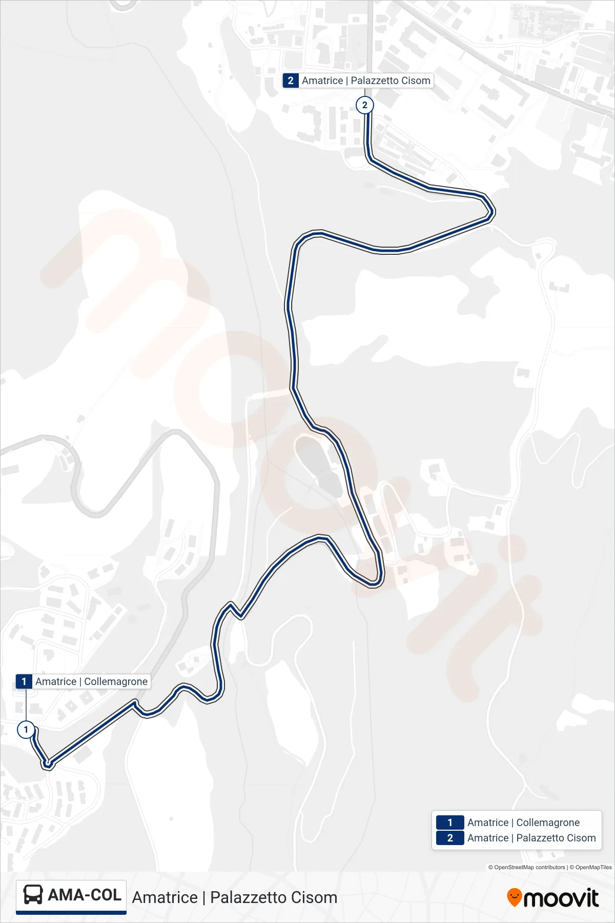 Linea AMA-COL bus (Amatrice | Palazzetto Cisom) - Percorsi e fermate sulla mappa