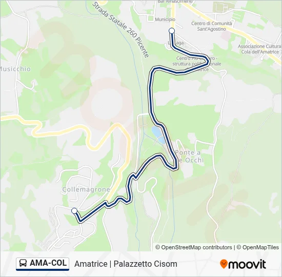 Percorso linea bus AMA-COL