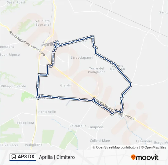 Percorso linea bus AP3 DX
