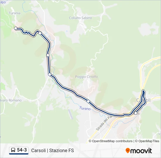 Percorso linea bus 54-3