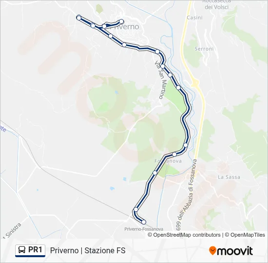 Percorso linea bus PR1