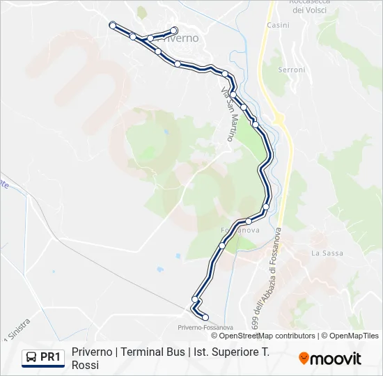 Percorso linea bus PR1