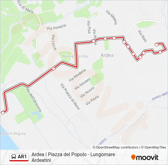 Percorso linea bus AR1