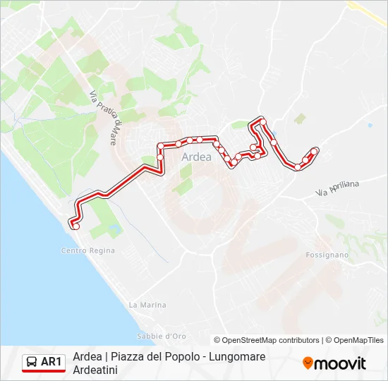 Percorso linea bus AR1
