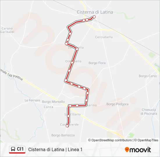 Percorso linea bus CI1