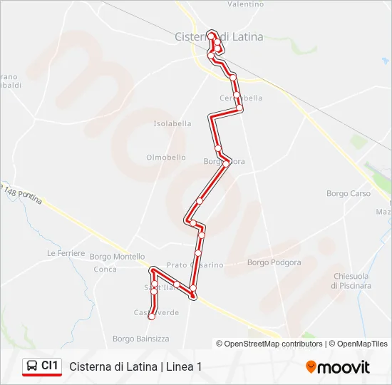 Percorso linea bus CI1