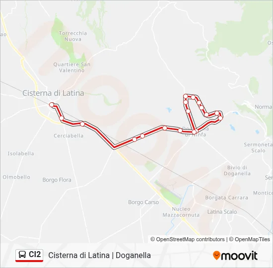 Percorso linea bus CI2