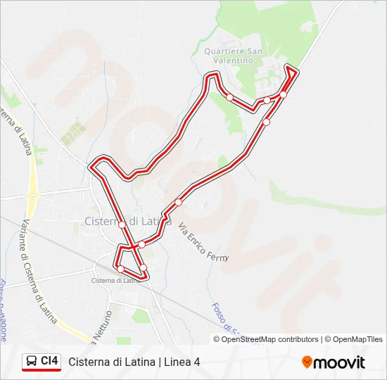 Percorso linea bus CI4