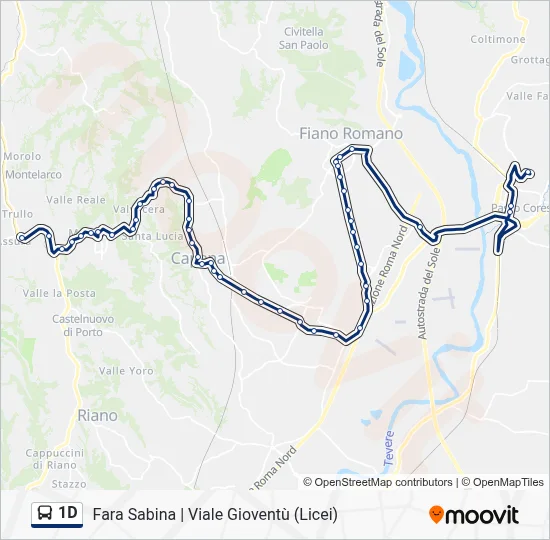 Percorso linea bus 1D