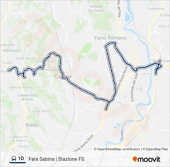Percorso linea bus 1D