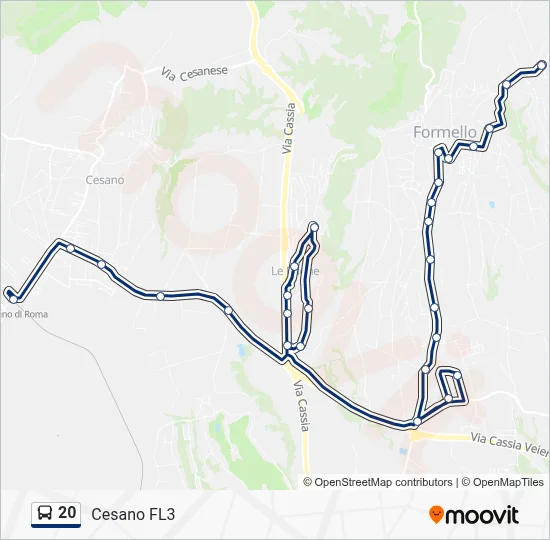 Percorso linea bus 20