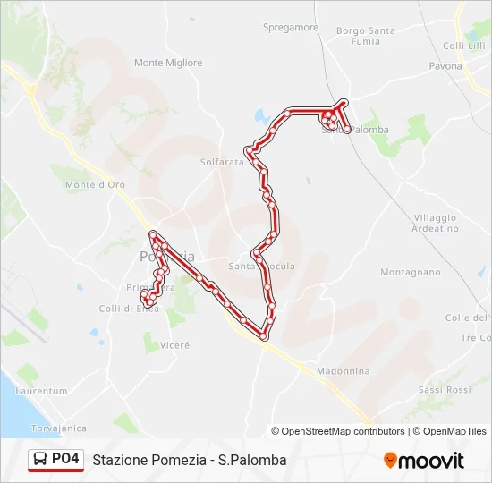 Percorso linea bus PO4