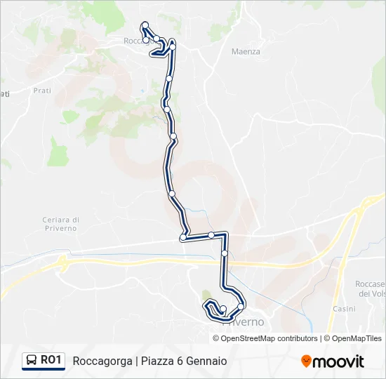 Percorso linea bus RO1