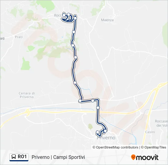 Percorso linea bus RO1