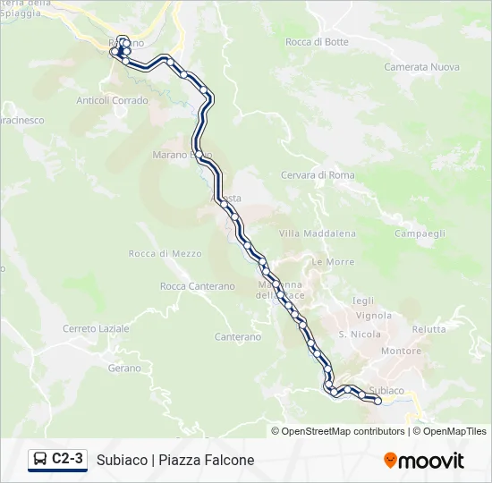 Percorso linea bus C2-3