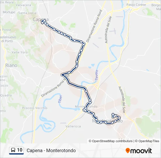Percorso linea bus 10