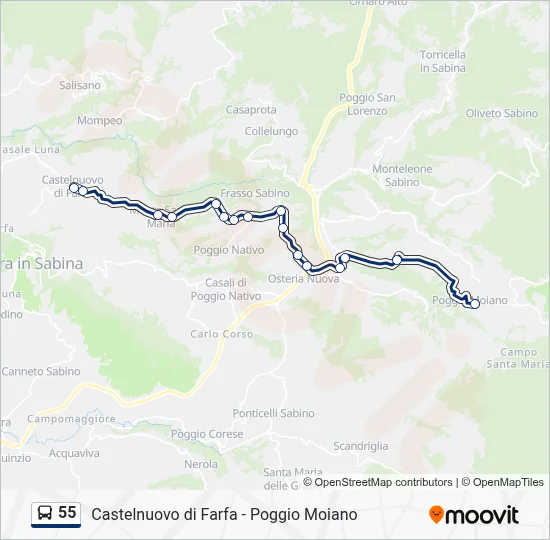Percorso linea bus 55