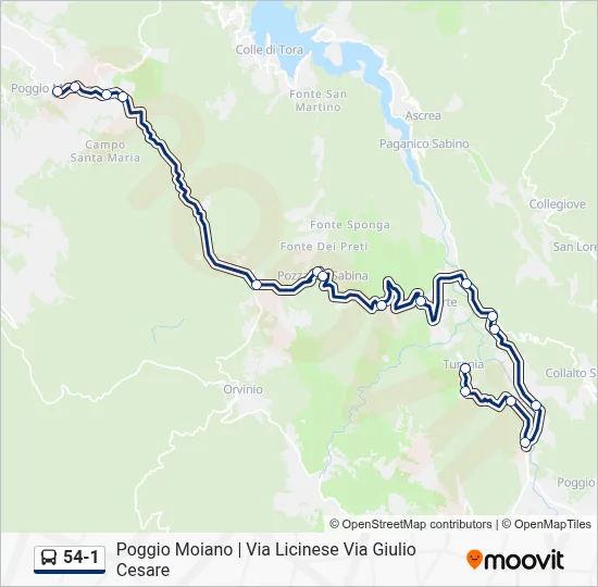 Percorso linea bus 54-1
