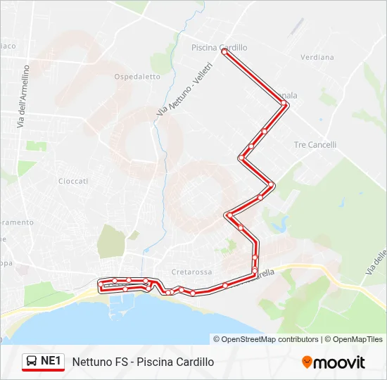 Percorso linea bus NE1