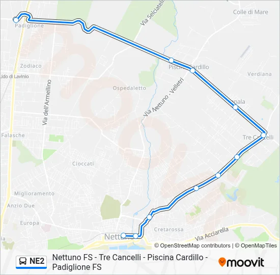 NE2 Bus Line Map