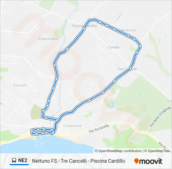NE2 Bus Line Map