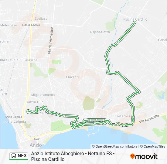NE3 Bus Line Map