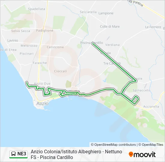 NE3 Bus Line Map