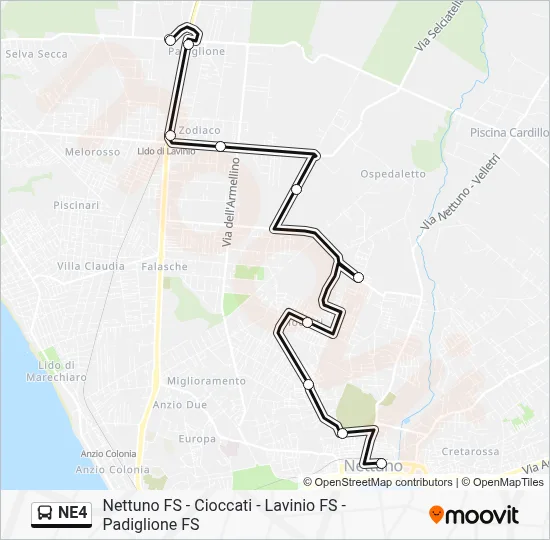 NE4 Bus Line Map