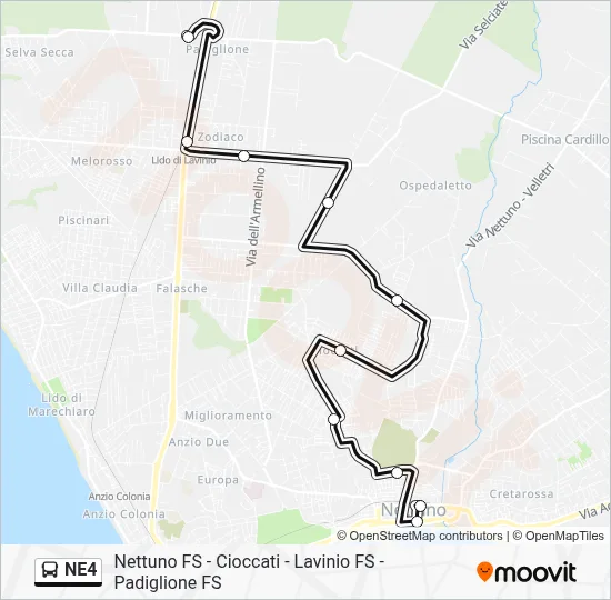NE4 Bus Line Map