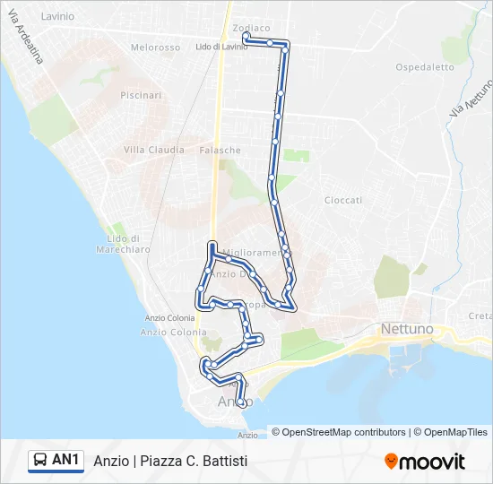 Percorso linea bus AN1