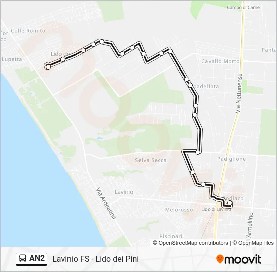 Percorso linea bus AN2
