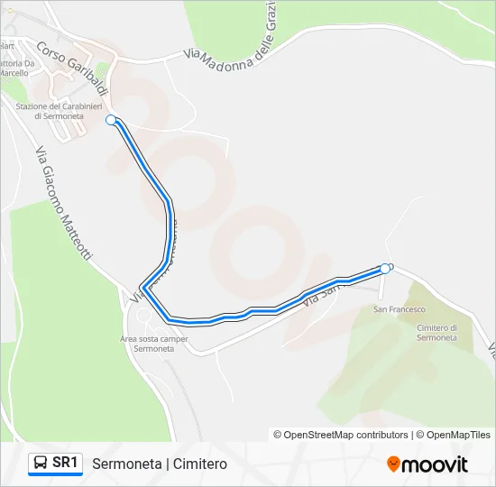 Percorso linea bus SR1