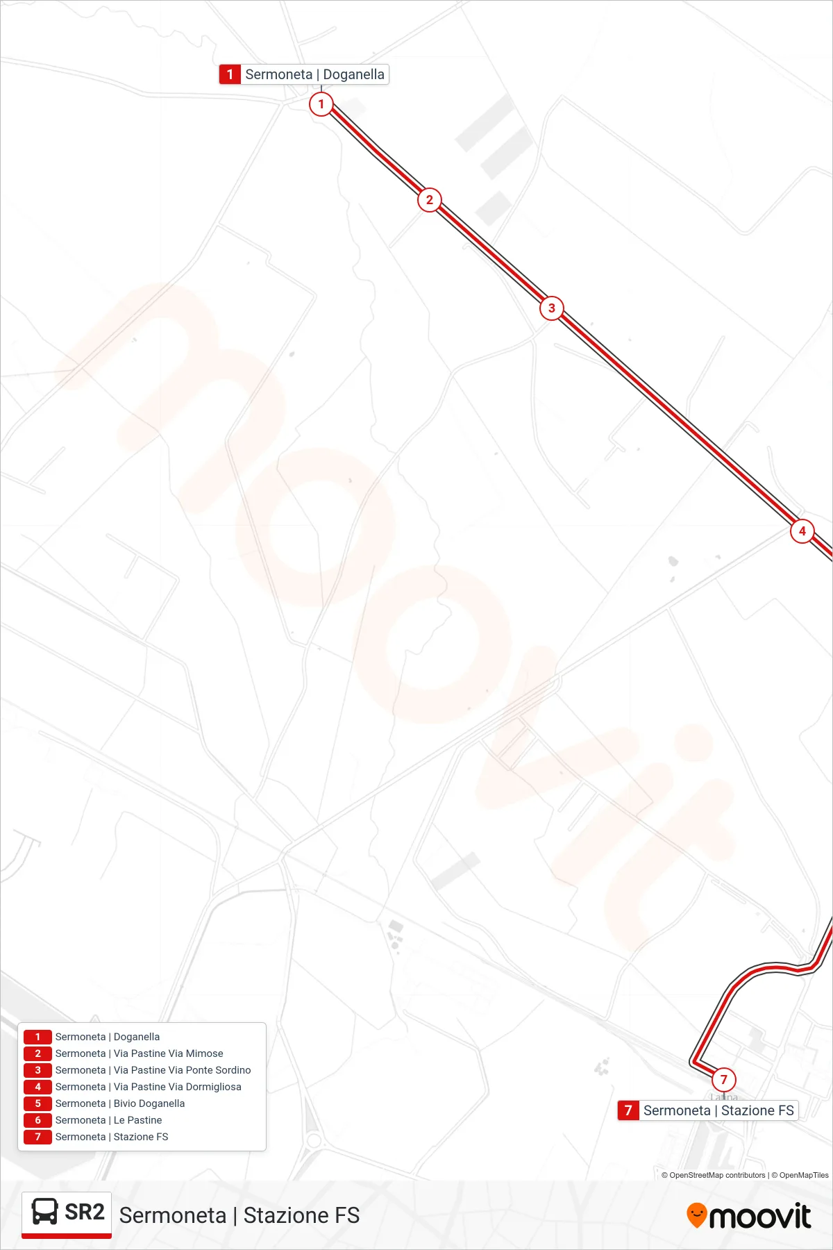 Linea SR2 bus (Sermoneta | Stazione FS) - Percorsi e fermate sulla mappa