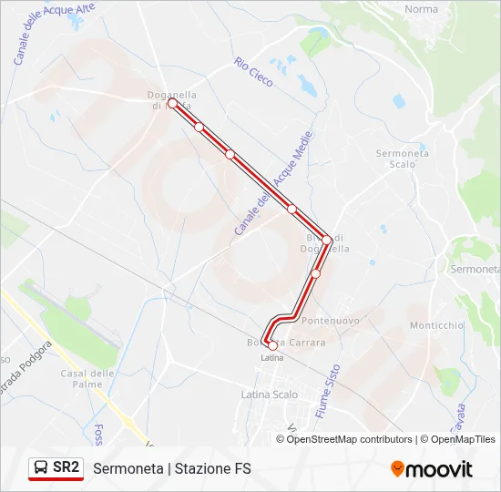 Percorso linea bus SR2