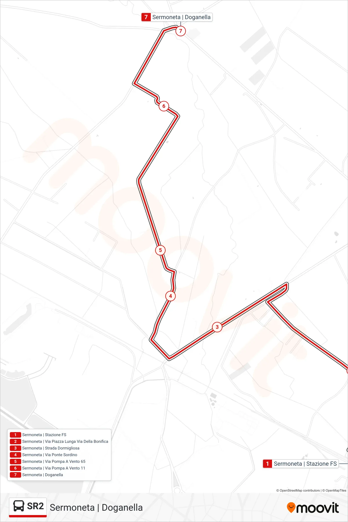 Linea SR2 bus (Sermoneta | Doganella) - Percorsi e fermate sulla mappa