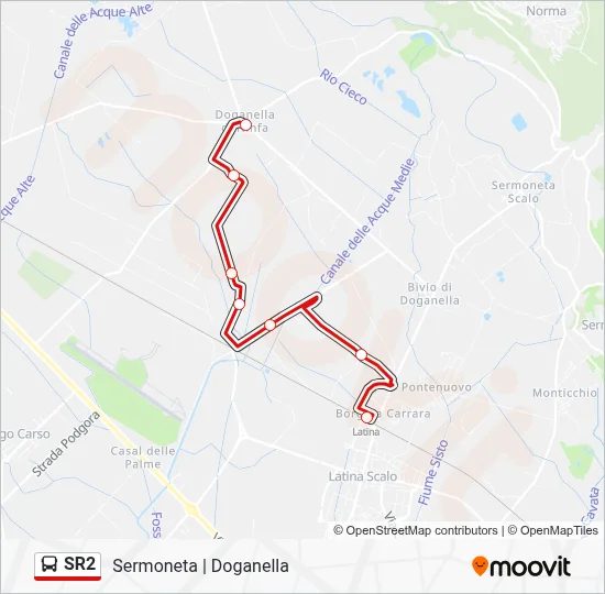 Percorso linea bus SR2