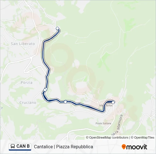 Percorso linea bus CAN B