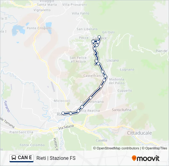 Percorso linea bus CAN E
