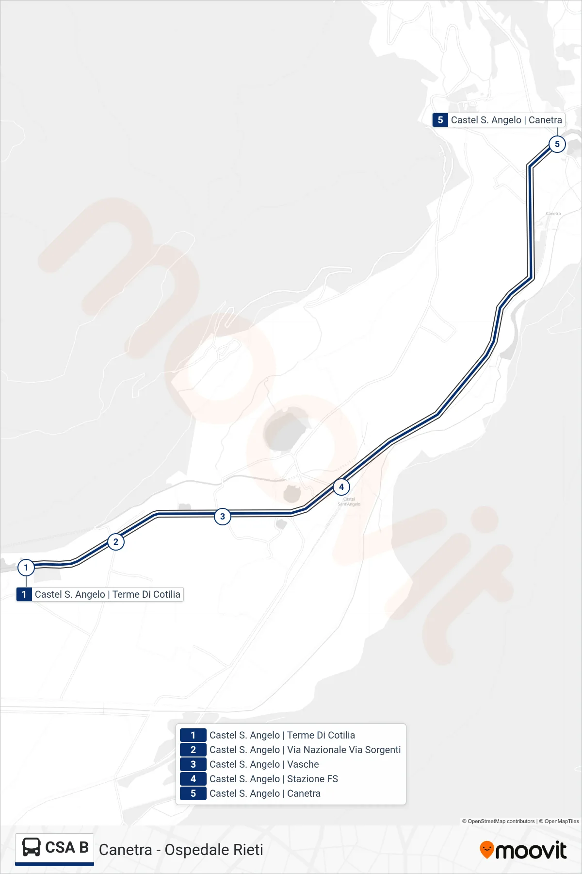 Linea CSA B bus (Castel S. Angelo | Cantera) - Percorsi e fermate sulla mappa